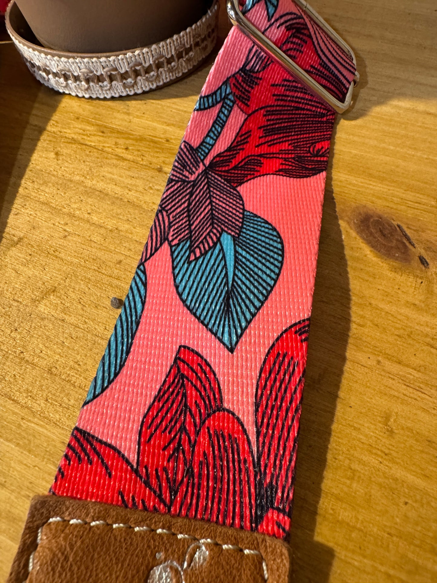 Tracolla in cotone e nylon, argento, h 5cm lunghezza 125 cm