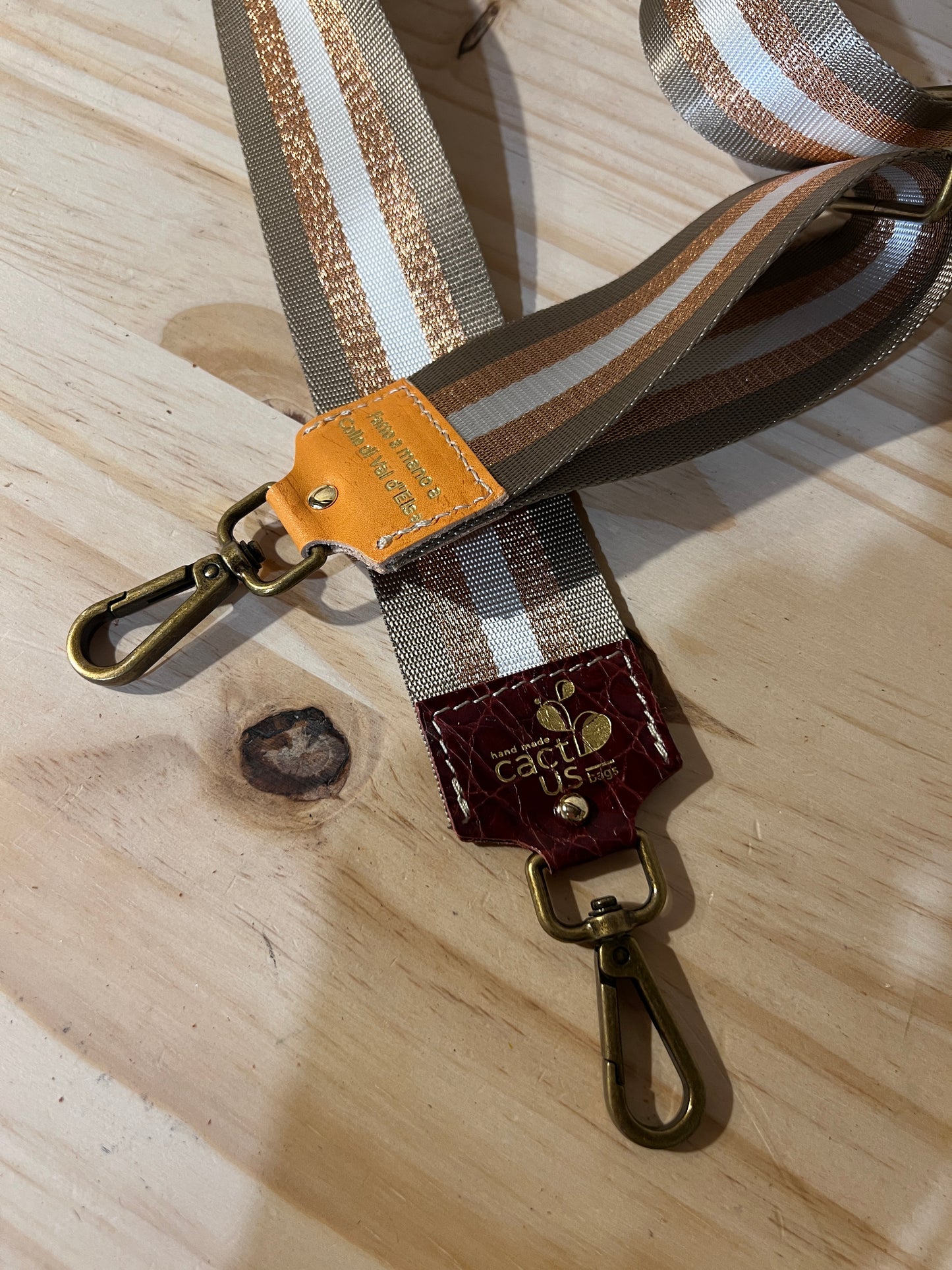TRACOLLA IN TESSUTO, FINITURE IN OTTONE LARGHEZZA 5 CM