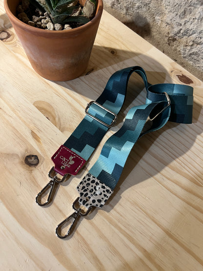 TRACOLLA IN TESSUTO, FINITURE IN ARGENTO, LARGHEZZA 5 CM