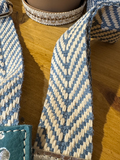 Tracolla in cotone, argento, h 4 cm lunghezza 130 cm