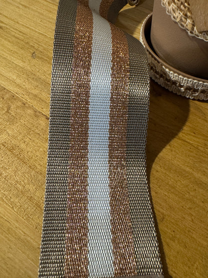 Tracolla in cotone e nylon, aregento, h 5cm lunghezza 125 cm