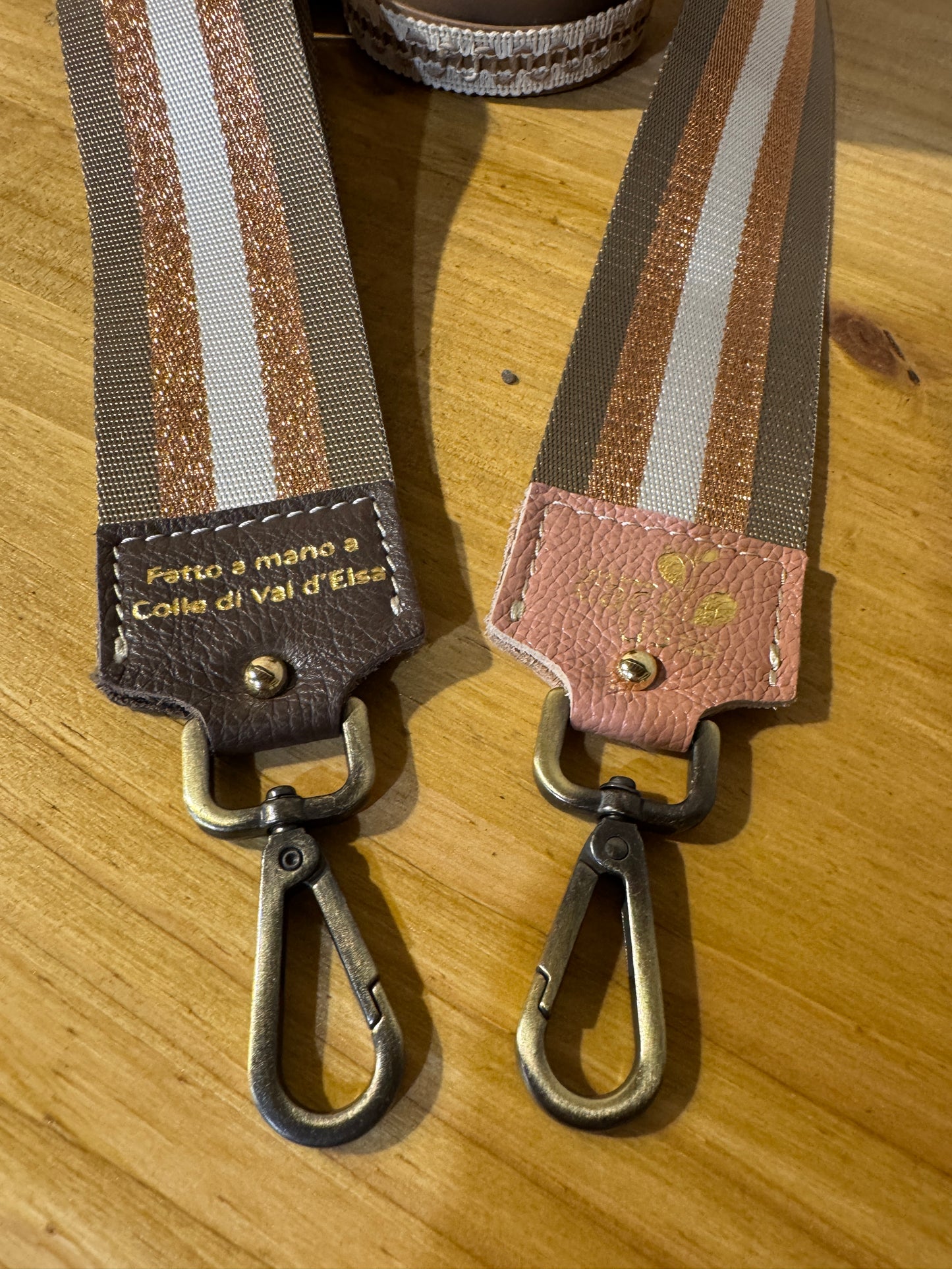 Tracolla in cotone e nylon, ottone, h 5cm lunghezza 125cm