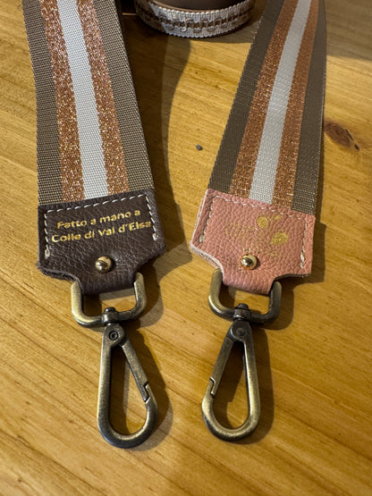 Tracolla in cotone e nylon, ottone, h 5cm lunghezza 125cm