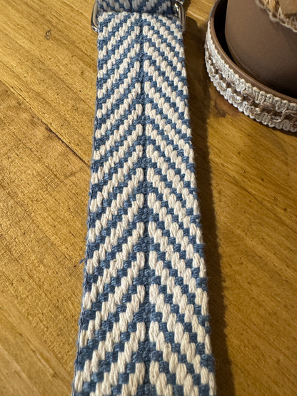 Tracolla in cotone, argento, h 4 cm lunghezza 130 cm