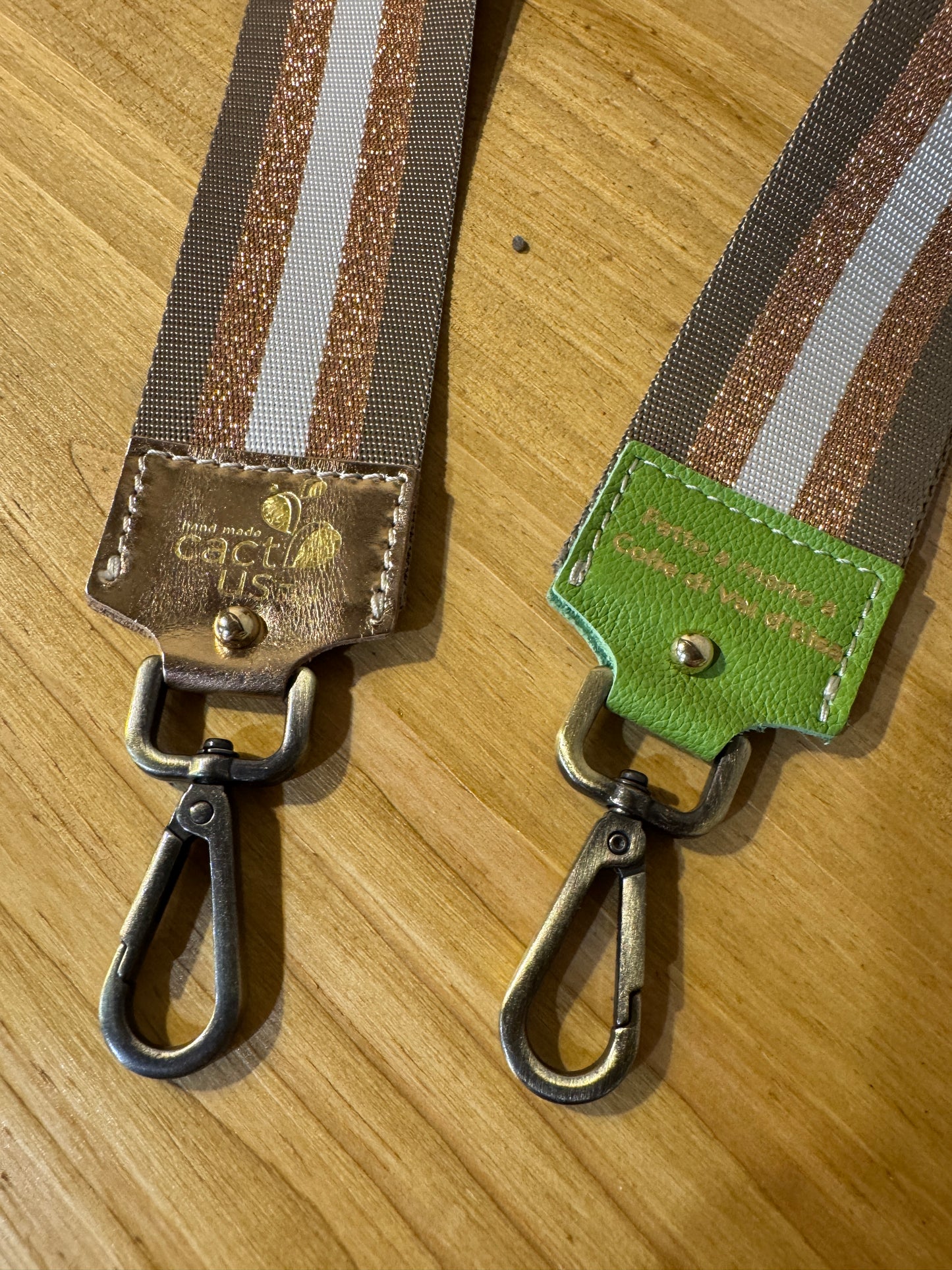 Tracolla in cotone e nylon, ottone, h 5cm lunghezza 125cm