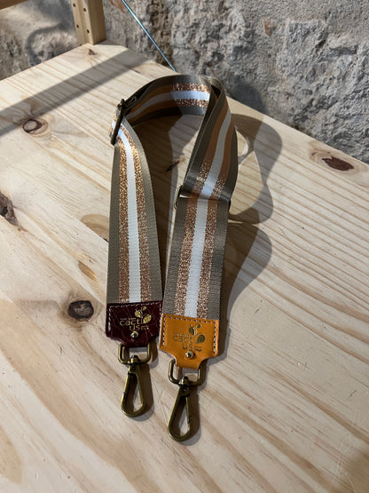 TRACOLLA IN TESSUTO, FINITURE IN OTTONE LARGHEZZA 5 CM